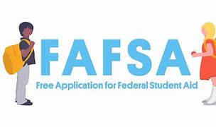  boy and girl standing next to letters FAFSA
